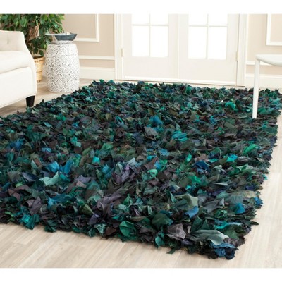 Green and Multicolor 6' x 9' Handmade Shag Area Rug