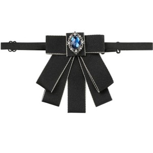 INSPIRE CHIC Women's Rhinestone Ribbon Pre-tied Bowknot Ties Brooch - 1 of 4