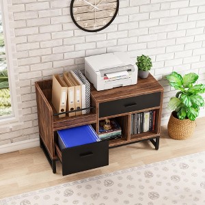 Gulches Rustic Brown 39 inch File Cabinet with 2 Drawers, Lateral Filing Cabinets, Printer Stand with Open Storage Shelves - 1 of 3
