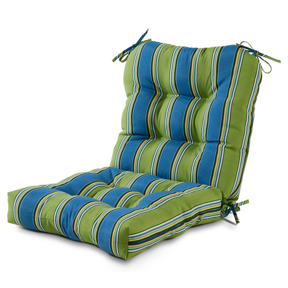 Photos - Pillow Kensington Garden 21"x21" Striped Outdoor Seat and Back Chair Cushion Cayman: Fade & Water Resistant, with Ties