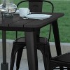 Emma and Oliver Indoor/Outdoor Dining Table with Umbrella Hole, 36" Square All Weather Poly Resin Top and Steel Base - 4 of 4
