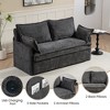 VASIP 59.5" Corduroy Pull-Out Sleeper Sofa Bed with USB & Type-C Charging, Side Storage – Convertible Couch for Living Room, Apartment,Dark Gray - 3 of 4
