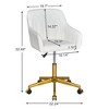 VECELO Height-adjustable Swivel Office Chair PU Leather Counter Height Stools with Tufted Back and Gold Metal Base White - 3 of 4