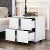 INFURNIC Nightstands Elegant Mirrored Nightstand with Metal Handles and 2 Drawers for Bedroom Living Room, White, 23.3"*15.4"*21.3" - 2 of 4