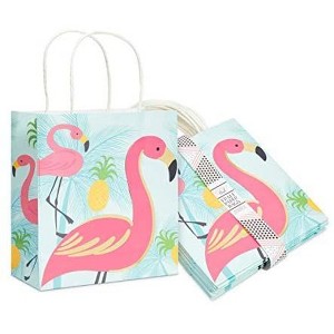 Sparkle and Bash 15-Pack Flamingo Paper Gift Bags for Tropical Party Favors (8 x 9 x 4 in) - 1 of 4