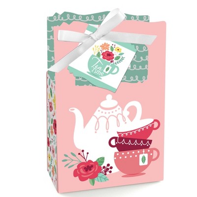 Big Dot of Happiness Floral Let's Par-Tea - Garden Tea Party Favor Boxes - Set of 12