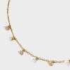 14K Gold Dipped Cubic Zirconia and Pearl Station Necklace and Stud Earring Set 3pc - Gold: Cable Chain, Gift Box - 4 of 4