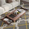 POVISON Mid-century Modern Coffee Table, Rectangular Wood Coffee Table with Tempered Glass, 55.11'' - 3 of 4