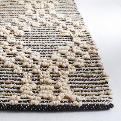 Handmade Black Cotton Flat Woven Non-slip Rug, 8' x 10'