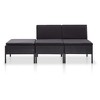 vidaXL 3 Piece Patio Lounge Set with Cushions Poly Rattan Black - 2 of 4