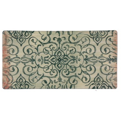 39 x 20 PVC Rustic Medallion Anti-Fatigue Kitchen Floor Mat Cream - J&V  Textiles