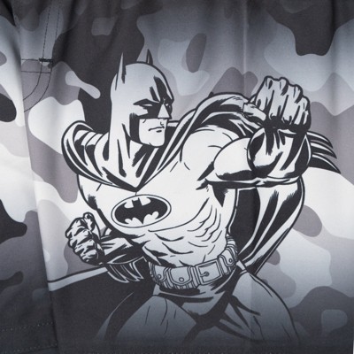 DC Comics Batman Little Boys Cosplay Rash Guard, Swim Trunks and Detachable Cape UPF 50+ 3 Piece Outfit Set Camo Gray / Black / Yellow — фото 7
