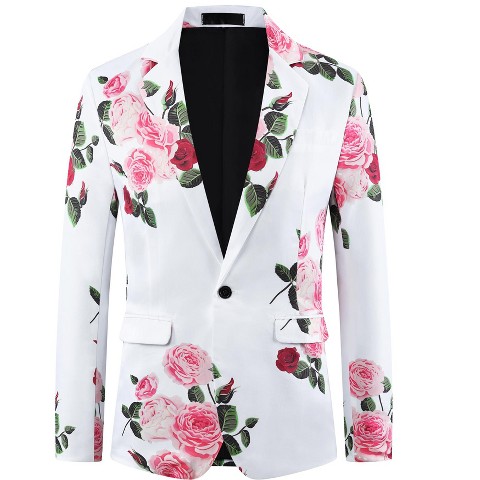 Мужские платья Lars Amadeus Slim Fit Dress Party Flower Printed Floral Sport Coats White, цвет: С принтом