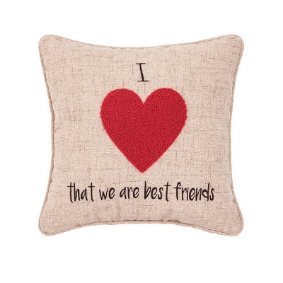 C&F Home Heart Best Friends 13" x 13" Embroidered Throw Pillow