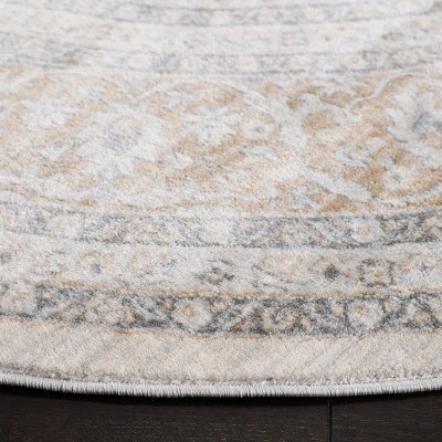 Isabella Round Cream Beige Synthetic Hand-Knotted Area Rug