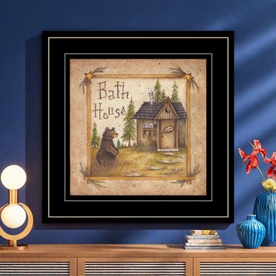 ChicFurnit Wall Art Bath House Framed Print Vintage Rustic Artwork for Living Room, Multicolor, 13"*1"*13"