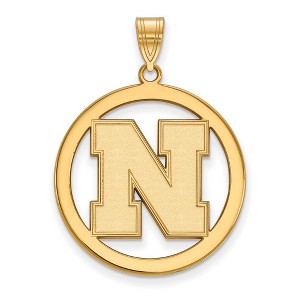 Black Bow Jewelry 14k Yellow Gold Plated Sterling Silver Nebraska Cornhuskers NCAA Extra Large Pendant - 1 of 3