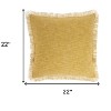 HomeRoots 22" Yellow Cotton Throw Pillow With Fringe - 3 of 4