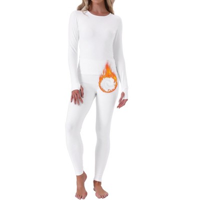INSPIRE CHIC Women's Thermal Underwear Sets Thumbholes Long Sleeve with Leggings Winter Cold Base Layer Pajamas Set