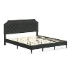 Glenwillow Home Curta Upholstered Platform Bed, Clipped Nailhead Trim with Button Tufting, Mattress Foundation, No Box Spring, Gray, California King - 2 of 4
