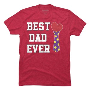 Men's Design By Humans Best Dad Ever Heart Tie By sukhendu12 T-Shirt - 1 of 2