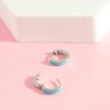 Girls' Simulated Opal Inlay Huggie Hoop Sterling Silver Earrings - In Season Jewelry - 4 of 4