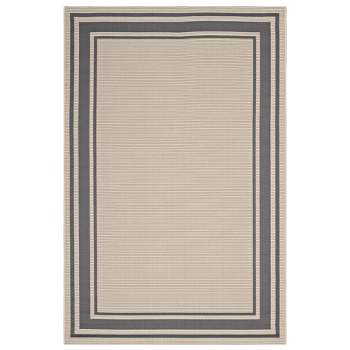 Modway Rim Solid Border 5 x 8 Foot Indoor and Outdoor Accent Area Rug for Kitchen, Bedroom, Play Room, Living Room, and Dining Rooms, Gray and Beige