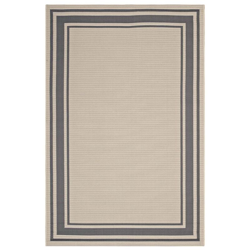 Modway Rim Solid Border 5 x 8 Foot Indoor and Outdoor Accent Area Rug for Kitchen, Bedroom, Play Room, Living Room, and Dining Rooms, Gray and Beige, 1 of 7