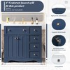 ModernLuxe 36'' Bathroom Vanity with Resin Sink, 3 Drawers & Adjustable Shelf, Solid Wood Frame Storage Cabinet with Gold Knobs, Blue/White - 4 of 4