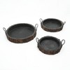 Gulches Decorative Bowls: Cenecharl Round Mango Wood Tray with Black Metal Handles - 4 of 4