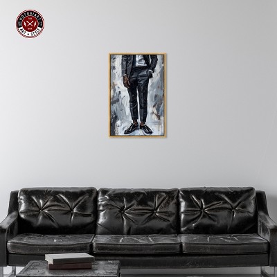 Man of Style Black and White Canvas Print with Gold Frame