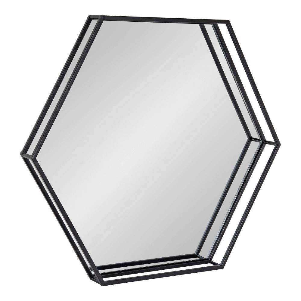 Photos - Wall Mirror 30" x 26" Felicia Hexagon  Black - Kate & Laurel All Things Decor