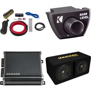 Kicker Dual 10 Inch Comp Bass Package 50DCWC102 with CXA4001, Bass Knob and 47VK8 amp wire kit - 1 of 4
