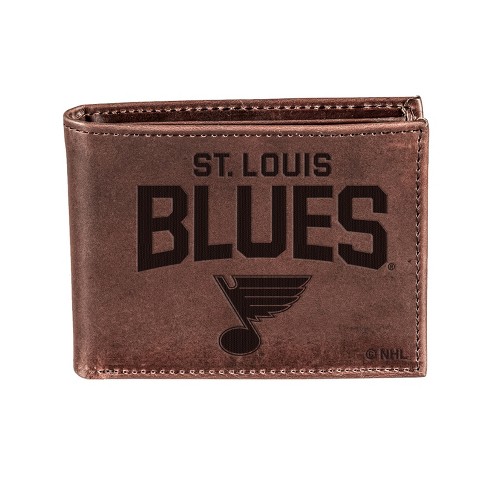 St Louis Blues Embossed Leather Mens Trifold Wallet