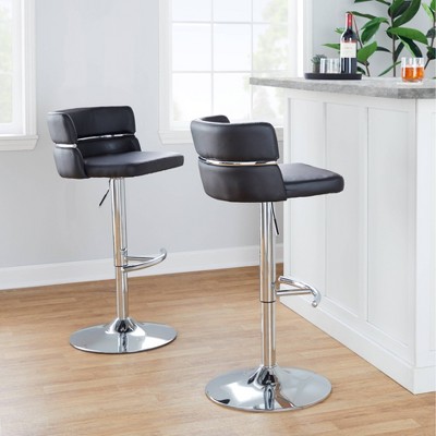 Cinch Adjustable Black Metal Swivel Barstools, Set of 2