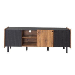 NicBex TV Stands for 70 inch TV,Modern Entertainment Center with 3 Cabinets,TV Console for Living Room, Bedroom, Home,Black+Brown - 1 of 4