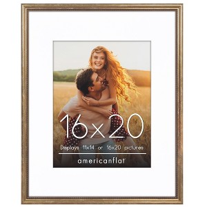 Americanflat 16x20 Vintage Picture Frame with Mat and Beaded Accents and Plexiglass Front Cover - 1 of 4