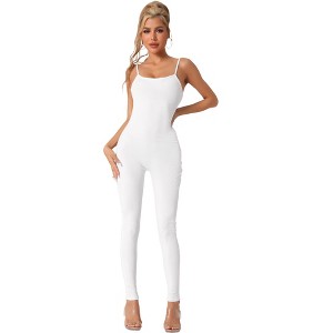 Allegra K Women's Workout No Show Bodycon One Piece Spaghetti Strap Body Shapers - 1 of 4