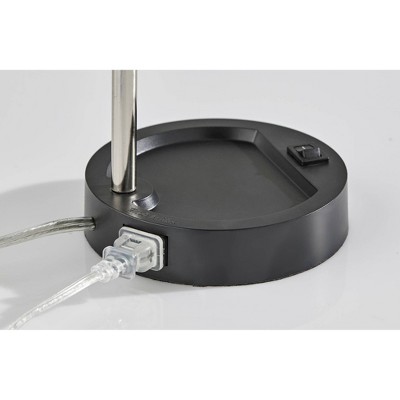 Adjustable Black and Brushed Steel Arc LED Floor Lamp