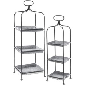Set of 2 Metal Display Stands – 32 Inch Galvanized Trays by Kalalou - 1 of 3