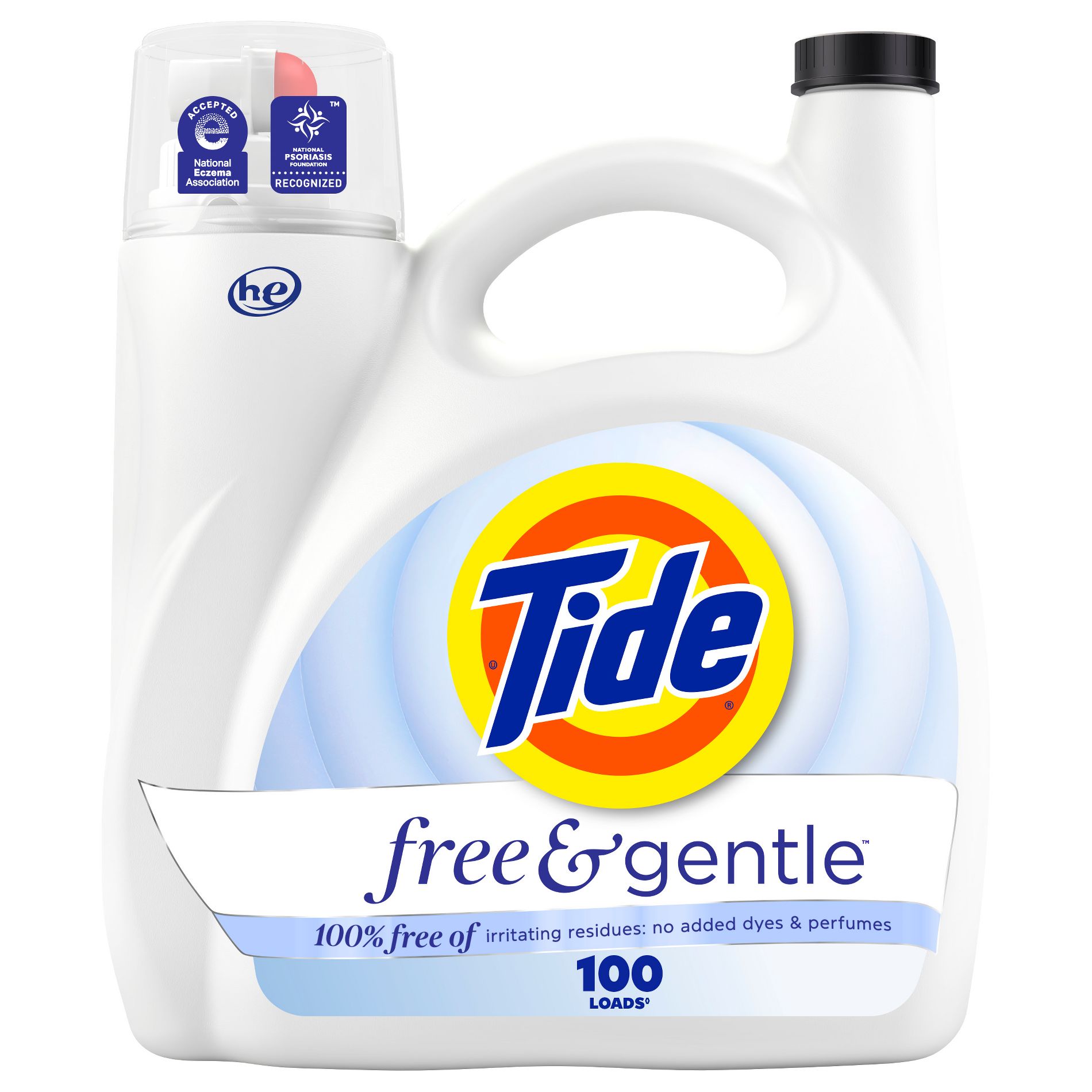 Tide Free & Gentle Unscented HE Deep Cleaning Concentrated Liquid Laundry Detergent 100 Loads - 132 fl oz