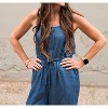 Women's Tencel Sleeveless Button Front Wide Leg Jumpsuit - LOVESTITCH - 2 of 3