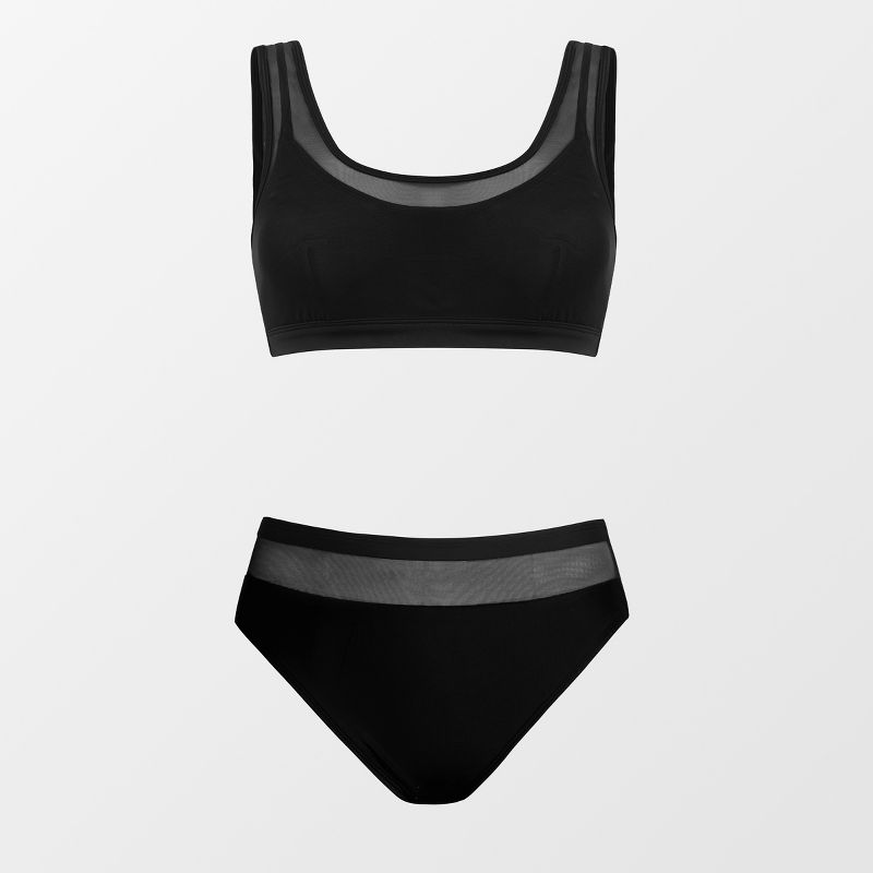Women's Mesh Scoop Neck Mid Waist Bikini Set Swimsuit - Cupshe, 2 of 7