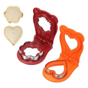 Unique Bargains PP Flower/Heart Shape Crustless Sandwich Cookie Cutters 2 Pcs - 1 of 4