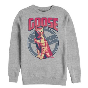 Men's Marvel Captain Marvel Goose Cat Badge Sweatshirt - 1 of 3