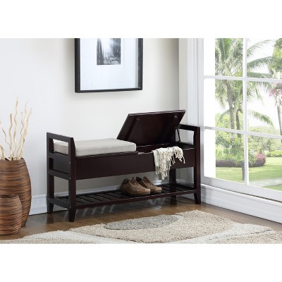 Airsurfer Storage Shoe Bench with Hidden Compartment and Cushioned Seat for Entryway and Living Room