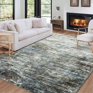 Modern Abstract Washable Area Rugs, Non Slip Contemporary Printed Accent Rug, Ultra-Soft Low Pile Indoor Carpet for Living Room Bedroom Office - 1 of 4
