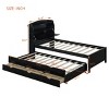 LED Platform Bed with Trundle and USB Ports, Bed with Flip-Up Storage Headboard and Under-Bed Drawers, Wooden Frame Bed-Baofuwish - 4 of 4