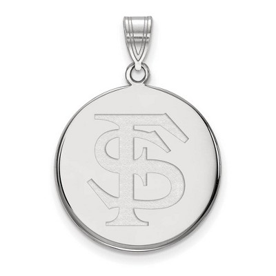 Black Bow Jewelry 10k White Gold Florida State Seminoles NCAA Large Pendant