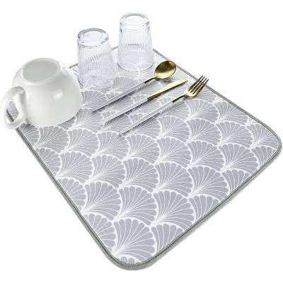 LunaLulinlk Dish Drying Mat for kitchen Absorbent Microfiber 16"x18" Gray Geometric